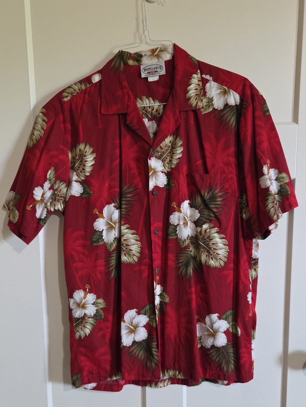 Men's Red Floral Hawaiian Camp-Collar Button-Down Shirt